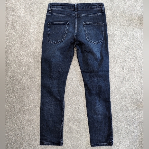 TOPMAN Men's Distressed Jeans Size 30 Dark Blue Denim Pants - Picture 10 of 10